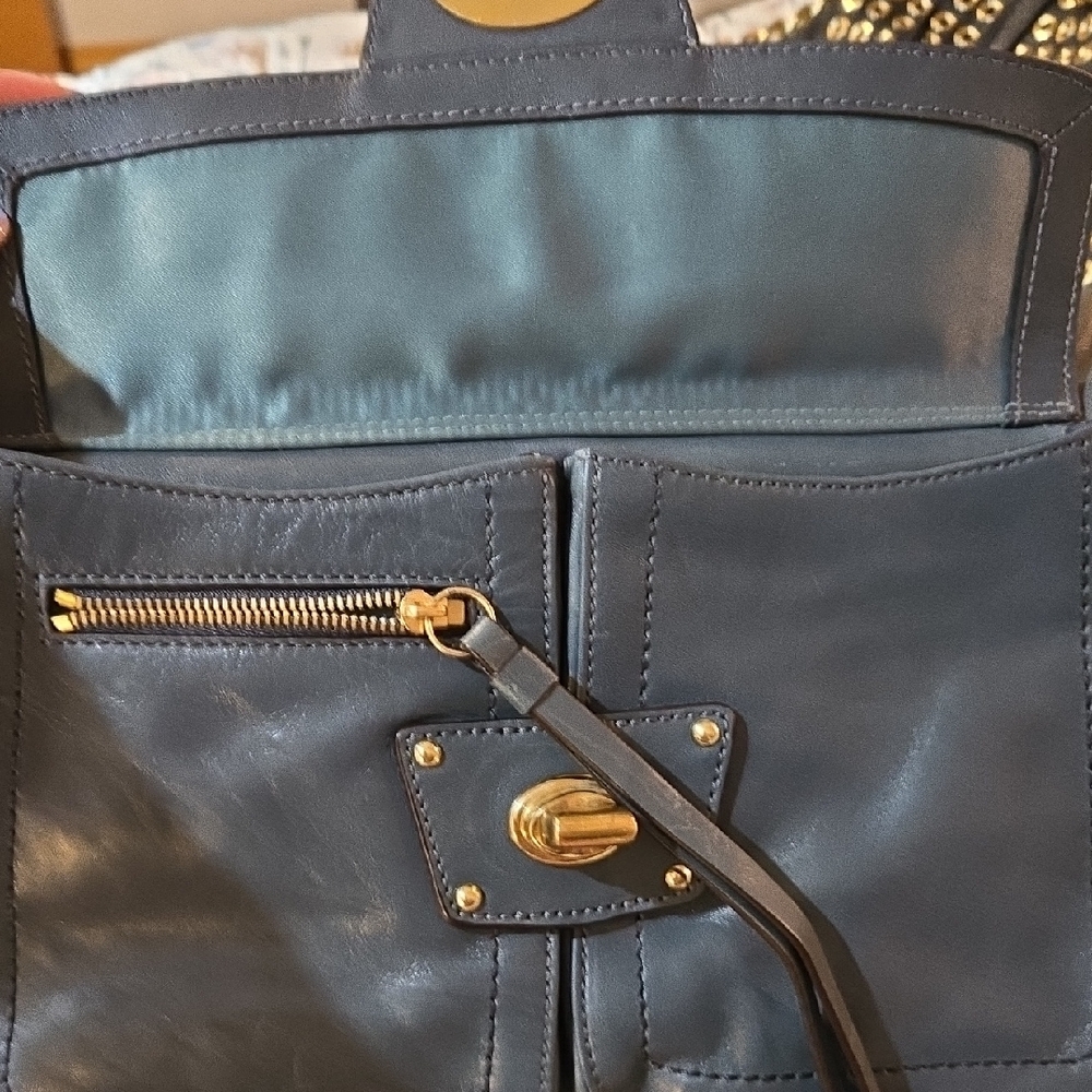 Coach Lyndsey Hampton Teal Leather - Picture 3 of 8
